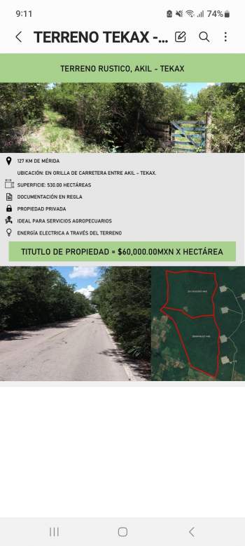 Venta Terreno / Lote Akil - Yucatán